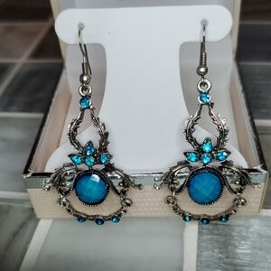 Elegant Silver and Blue Dangle Earrings